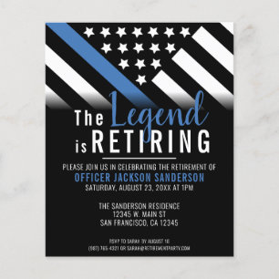 Budget Thin Blue Line Police Retirement Invitation