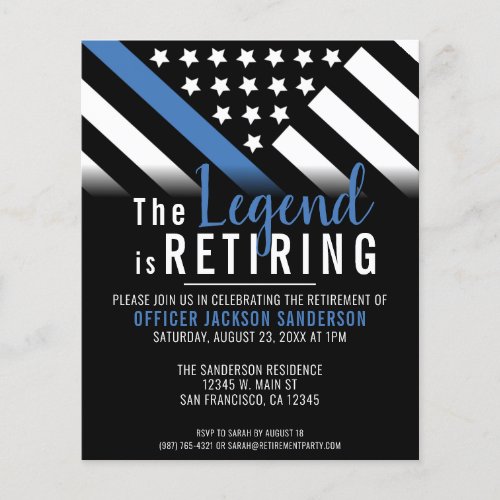 Budget Thin Blue Line Police Retirement Invitation