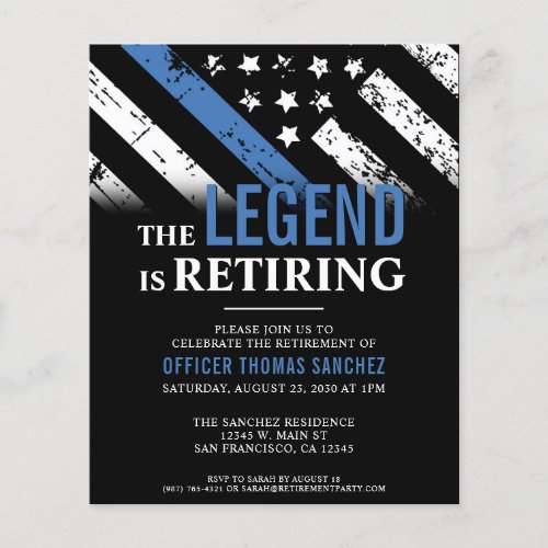 Budget Thin Blue Line Police Retirement Invitation Flyer