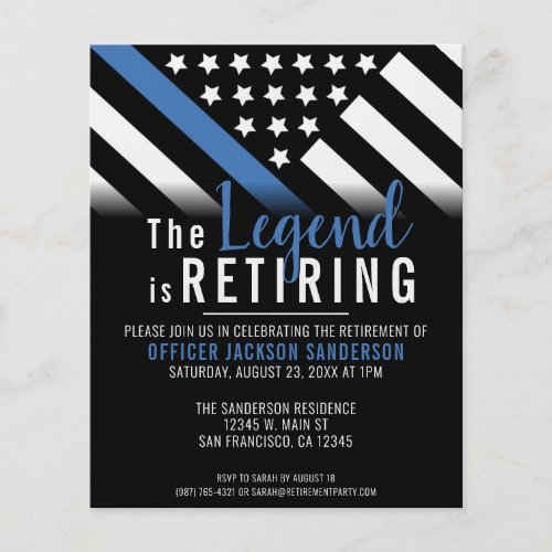 Budget Thin Blue Line Police Retirement Invitation Flyer