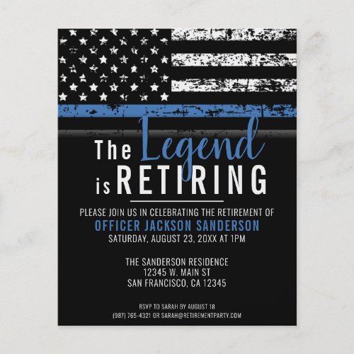 Budget Thin Blue Line Police Retirement Invitation Flyer