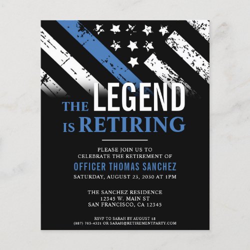 Budget Thin Blue Line Police Retirement Invitation Flyer