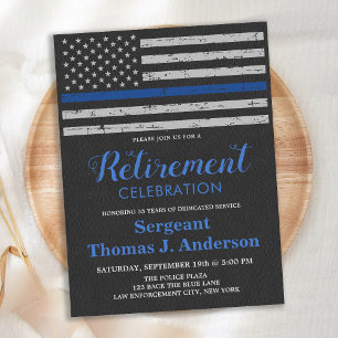 Budget Thin Blue Line Police Retirement Photo Invi