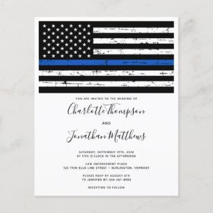Budget Thin Blue Line Police Wedding Invitation