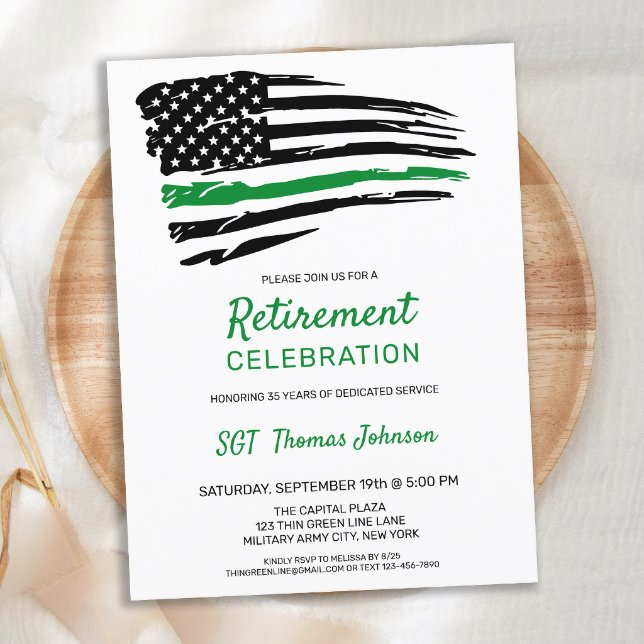 Budget Thin Green Line Military Retirement Invite