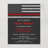 Budget Thin Red Line Firefighter Graduation Invite (Front)