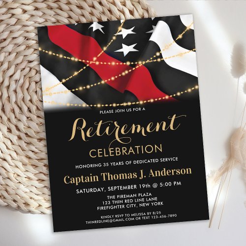Budget Thin Red Line Firefighter Retirement Invite