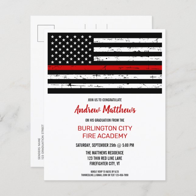 Budget Thin Red Line Law Firefighter Graduation (Front/Back)