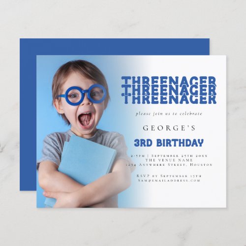 Budget Threenager Photo Overlay 3rd Birthday Blue