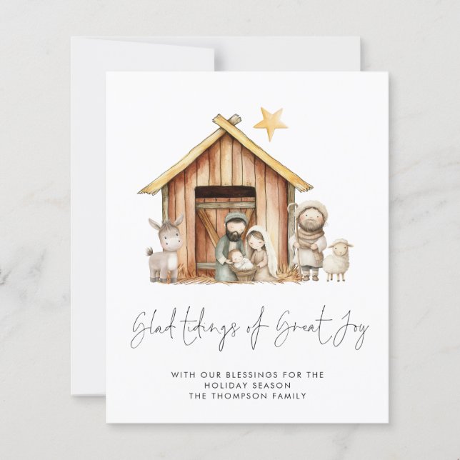 Budget Tidings Great Joy Nativity Holiday Card  (Front)