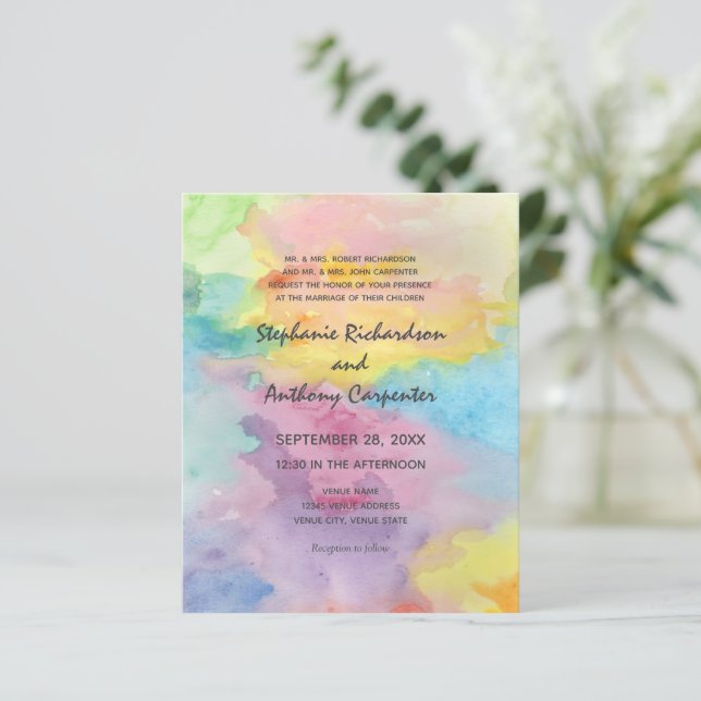 Budget Tie Dye Watercolor Art Colorful Wedding (Standing Front)