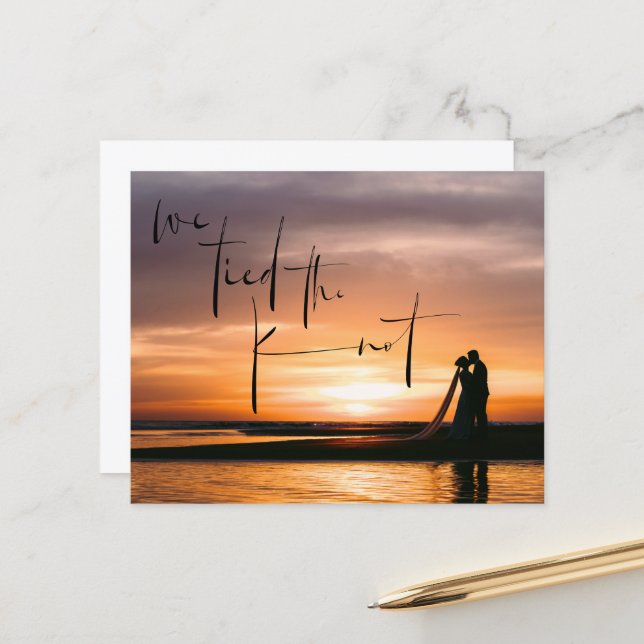 Budget Tied the Knot Photo Elopement Announcement (Front/Back In Situ)