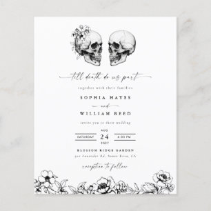 BUDGET Til Death Skull Elegant Goth Wedding Invite Flyer