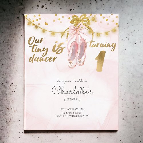 BUDGET Tiny Dancer 1st Birthday Ballet Invitation