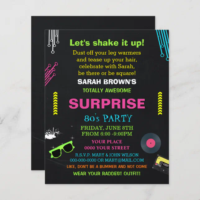 Budget Totally Awesome 80s Party Invitation | Zazzle