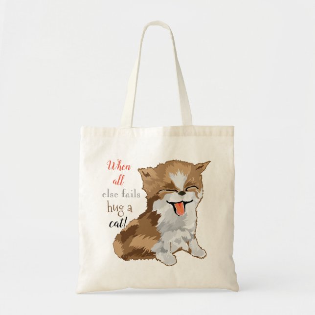 Budget Tote Bag "Hug a cat" (Front)