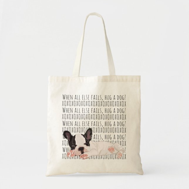 Budget Tote Bag Hug a dog FURRY Puppy (Front)