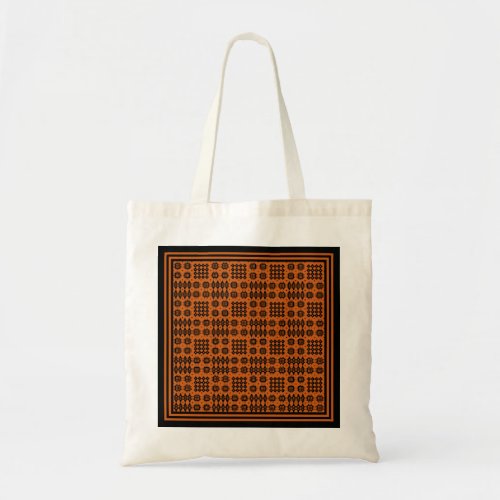 Budget Tote Bag Terracotta Welsh Tapestry Pattern