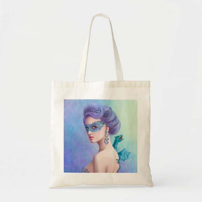 Budget Tote Fantasy winter woman and blue dragon (Front)