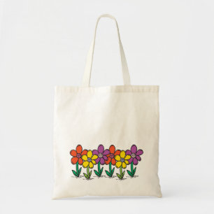 Budget tote with colorful flowers