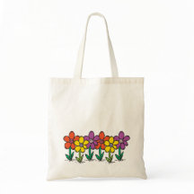 Budget tote with colorful flowers