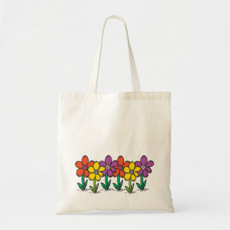 Budget tote with colorful flowers bag