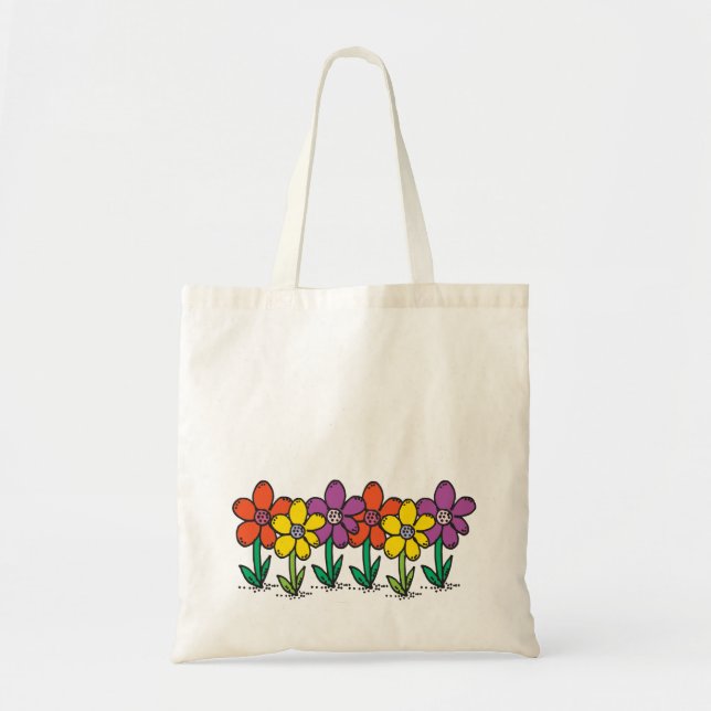 Budget tote with colorful flowers bag (Front)