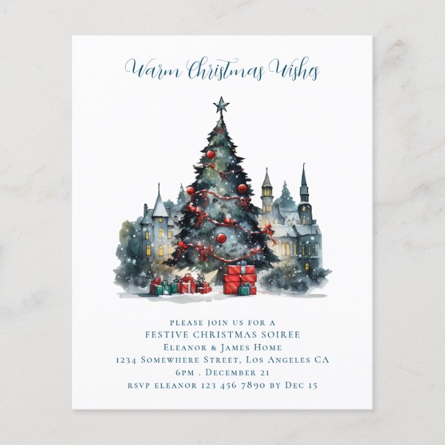 Budget Traditional Scene Christmas Party Invite (Front)