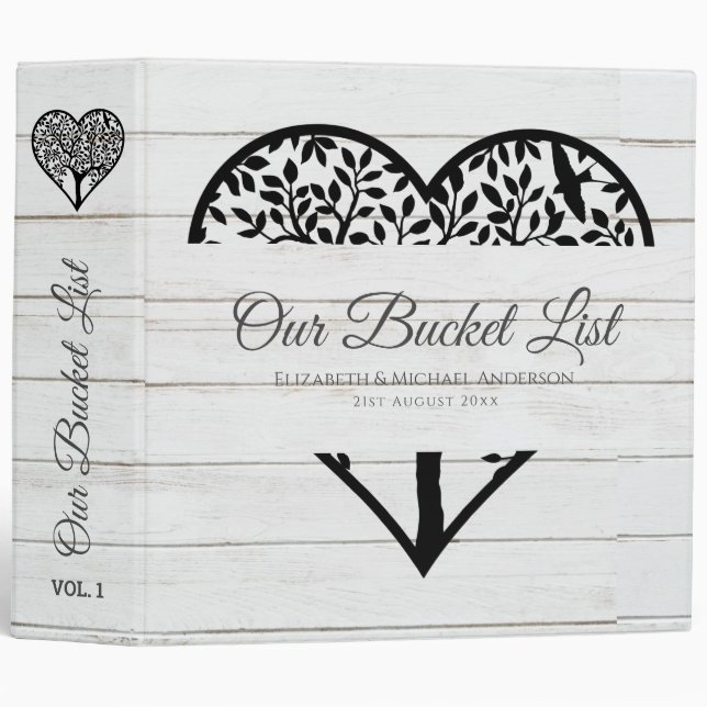 BUDGET Tree of Life Couples BUCKET LIST Keepsake 3 Ring Binder (Front/Spine)