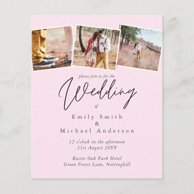 BUDGET Trending Color Pink Wedding Invite (Front)