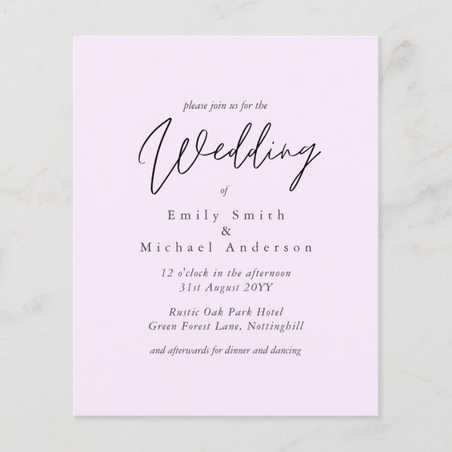 BUDGET Trending Color Pink Wedding Invite (Front)