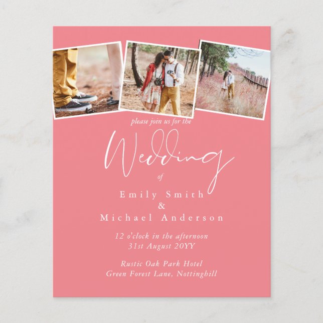 BUDGET Trending Color Pink Wedding Invite (Front)