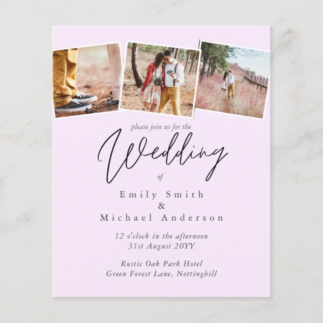 BUDGET Trending Color Pink Wedding Invite (Front)