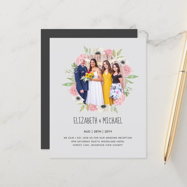 Budget Trending PHOTO Wedding Reception Invites (Front/Back In Situ)