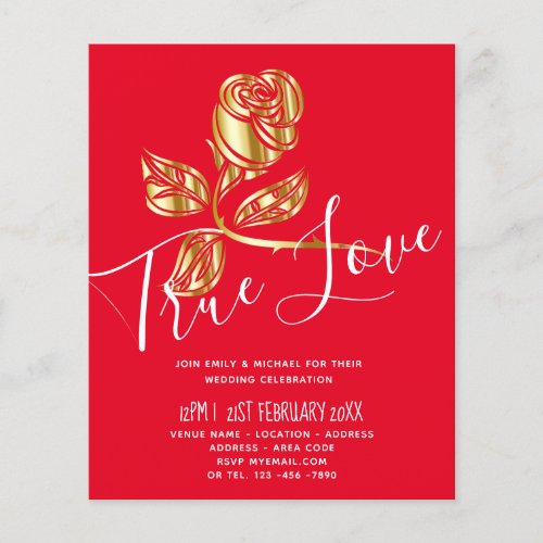 BUDGET Trending True Love Gold Rose Wedding Invite