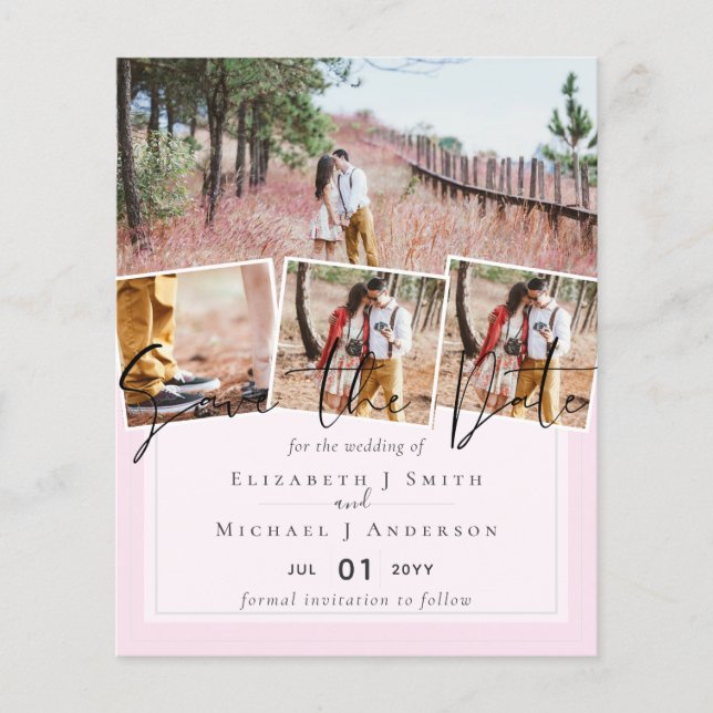 BUDGET Trending Wedding Color Pink Save the Dates (Front)