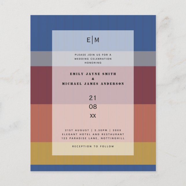 Budget Trending Wedding Invitations 2020 Colors (Front)
