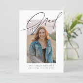 Budget Trendy Calligraphy Three Photo Graduation Announcement (Standing Front)