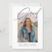 Budget Trendy Calligraphy Three Photo Graduation Announcement (Front)