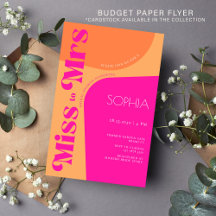 Budget trendy hot pink bridal shower invitation