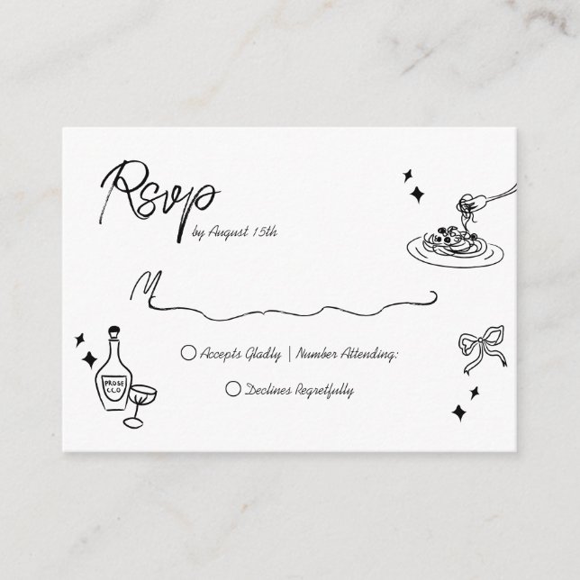 BUDGET Trendy Scribble Doodle Script Wedding Enclosure Card (Front)