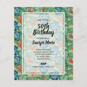 Budget Tropical 50th Birthday Party Invitations