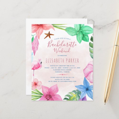 Budget tropical bachelorette party invitation