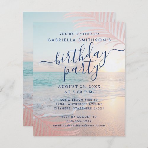 BUDGET Tropical Beach Birthday Pink Party Flier