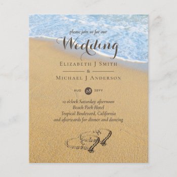 Budget Tropical Beach Hearts In Sand Wedding Invit by invitationz at Zazzle
