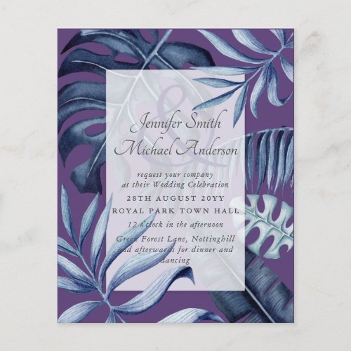 Budget Tropical Blue Purple Leaf Wedding