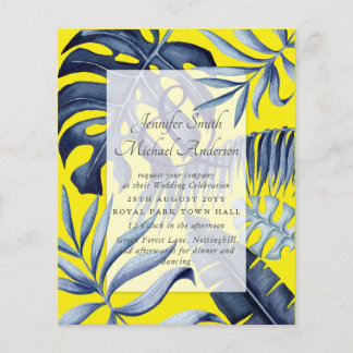 Budget Tropical Blue Yellow Leaf Wedding