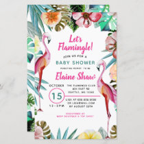 Budget Tropical Flamingo Baby Shower Invitation