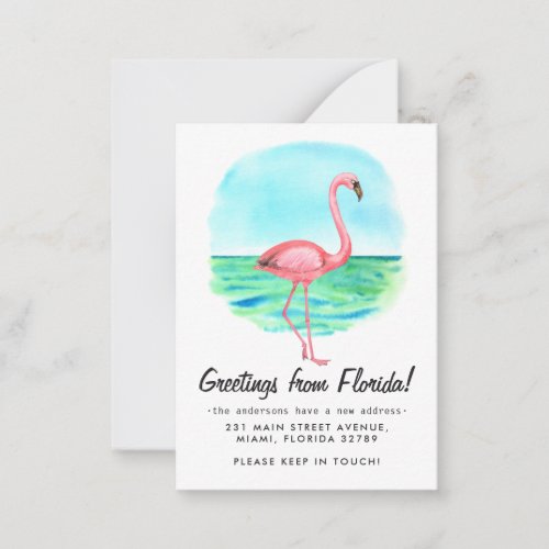 Budget Tropical Flamingo Moved New Address Moving Note Card