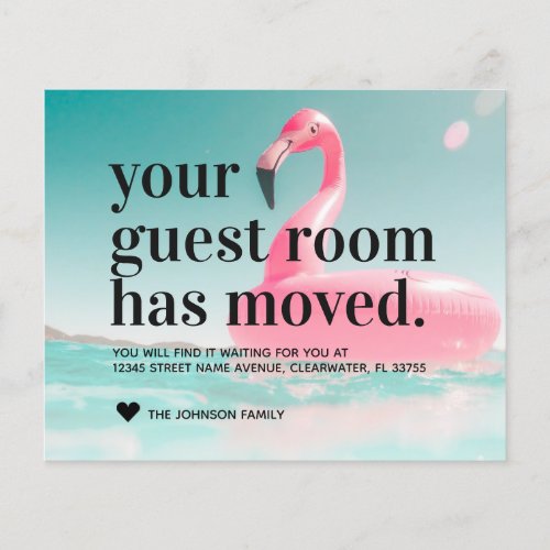 Budget Tropical Flamingo New Address Moving Card